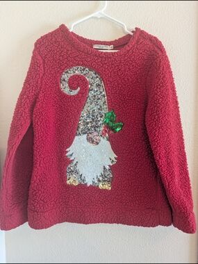 Chance Or Fate Red Gnome Sequin Pullover